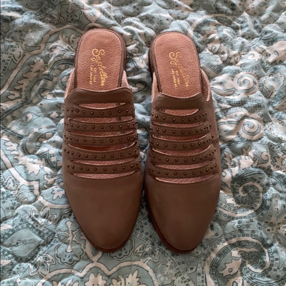 Brand new brown mules
